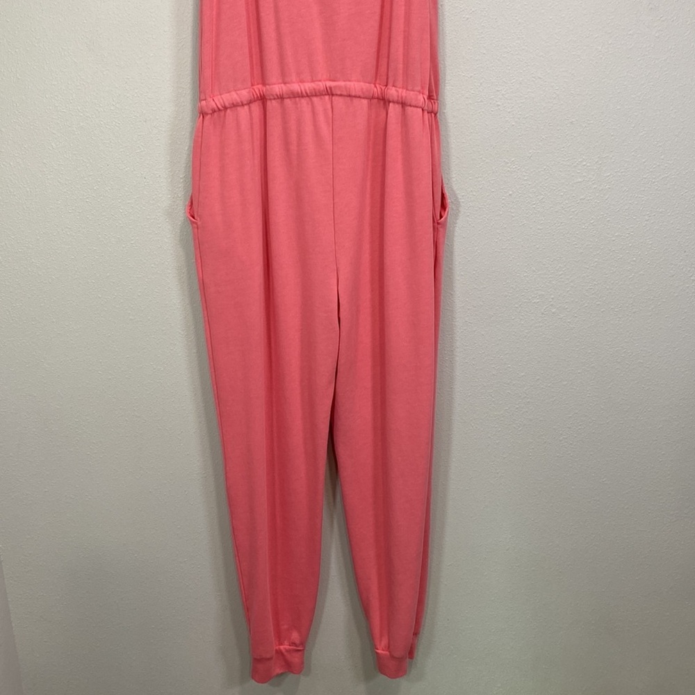 PJ Salvage Women's Large Pink‎ Coral Lounge Pajama Jogger Romper Jumpsuit - Picture 7 of 11